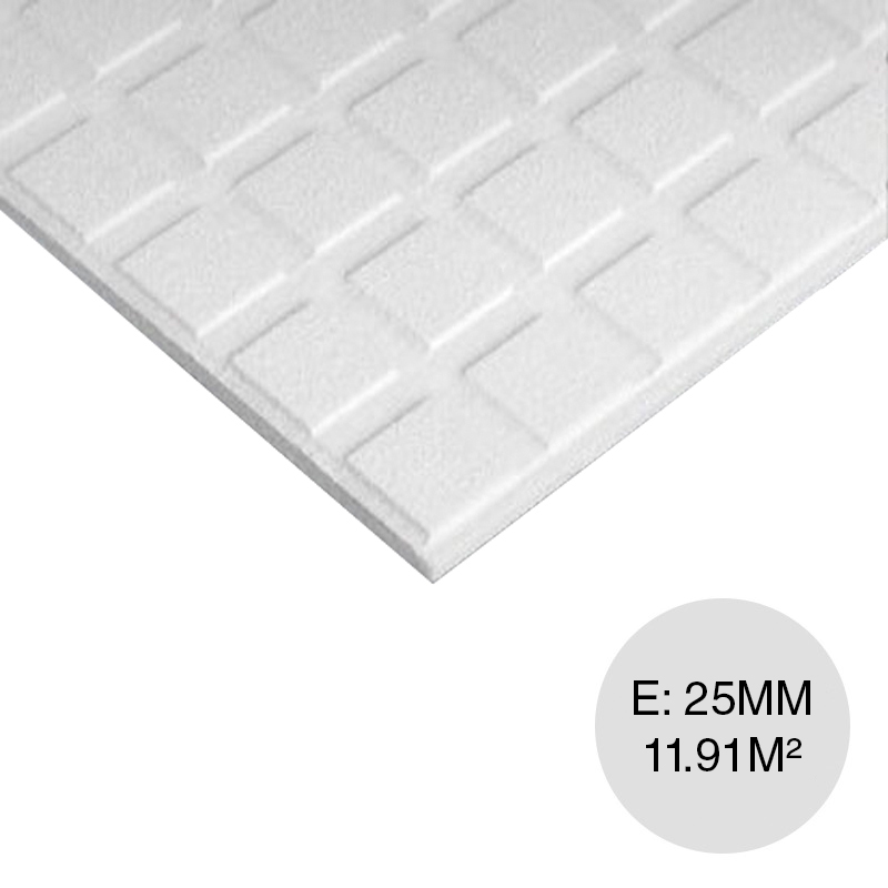 Placa cielorraso desmontable Excell Estandar borde visto blanca salpicada/ondulada 25mm x 610mm x 610mm 32u x caja 11.91m²