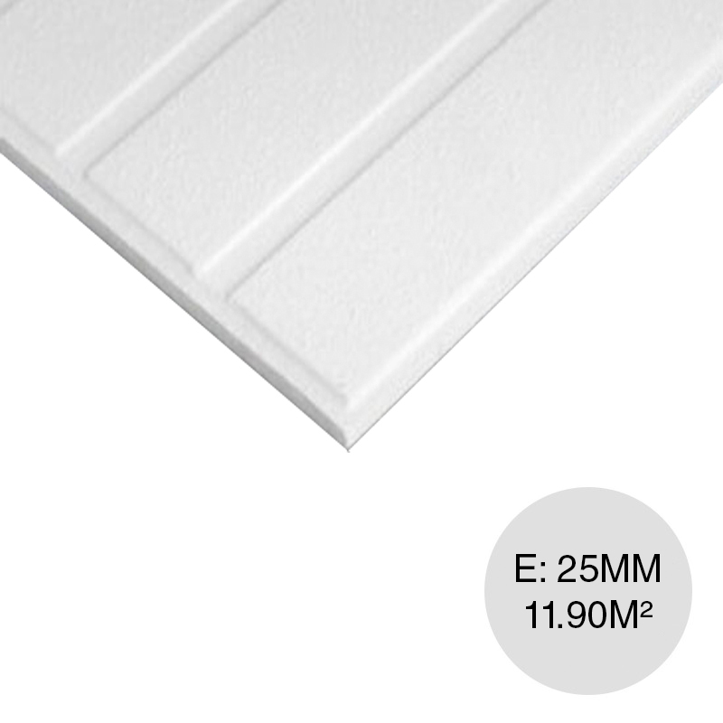Placa cielorraso desmontable Reno Estandar borde visto blanca salpicada/ondulada 25mm x 610mm x 610mm 32u x caja 11.90m²