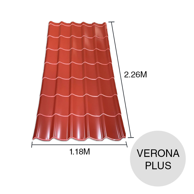 Chapa simil teja Verona Plus prepintado rojo 1.18m x 2.26m