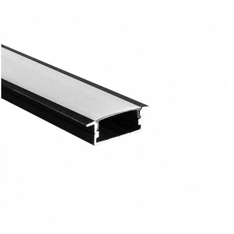 Perfil con borde para LED aluminio negro 30.3mm x 9.3mm x 22.9mm x 3m
