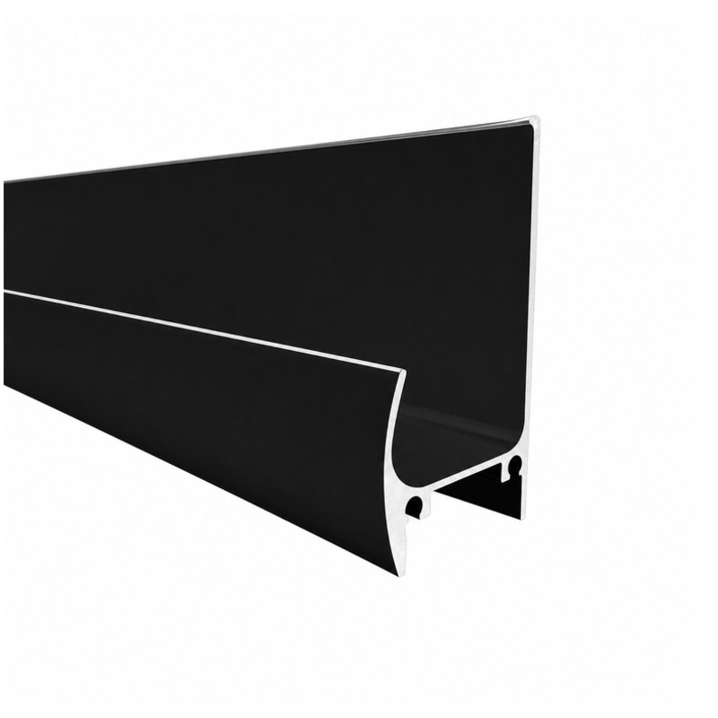 Perfil tirador J curvo aluminio negro 18mm x 3m