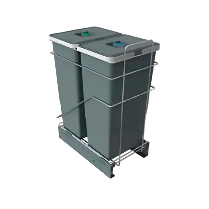 Cesto de residuos extraible Ecofil 2 x 29L gris