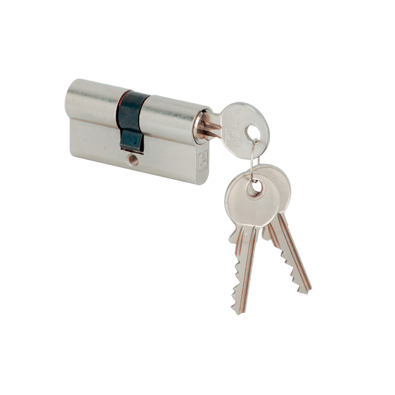 Cilindro doble KB economico laton niquelado 30.5 x 30.5mm