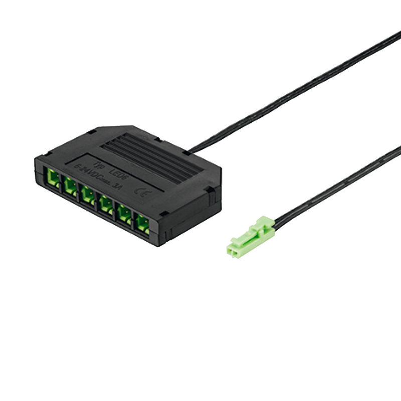 Distribuidor Loox 24V seis contactos cable 2m negro