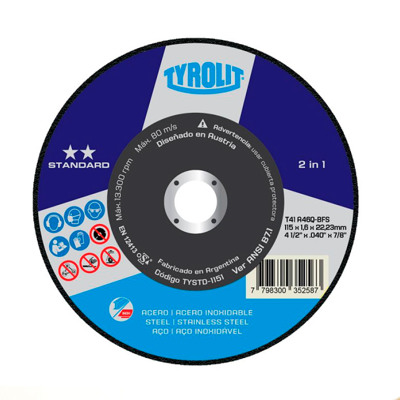 Disco de amolar acero Standard ø 180mm x 6.4mm x 22.23mm