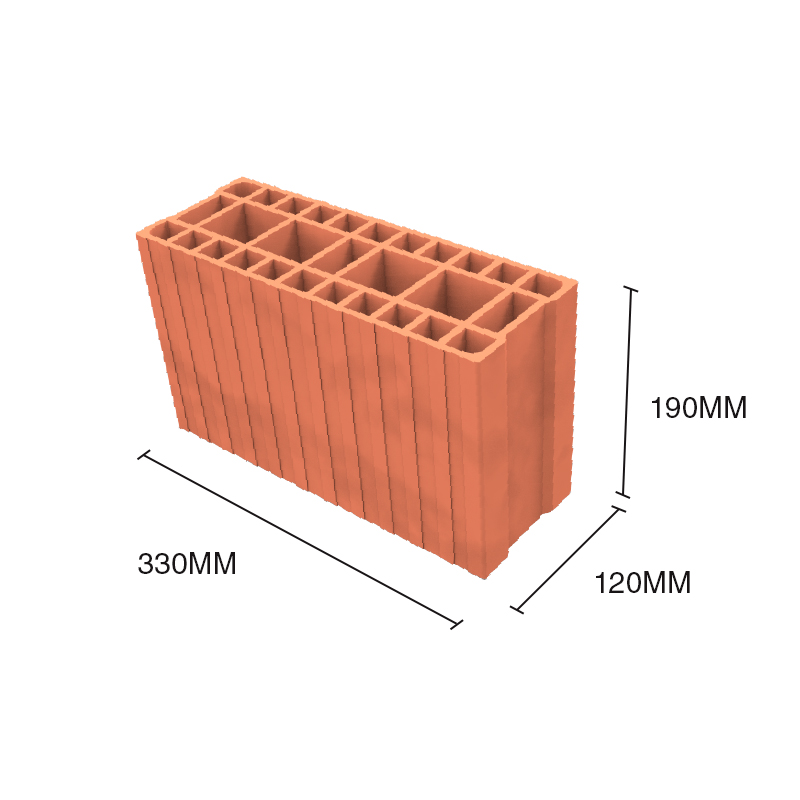 Ladrillo ceramico portante 120mm x 190mm x 330mm