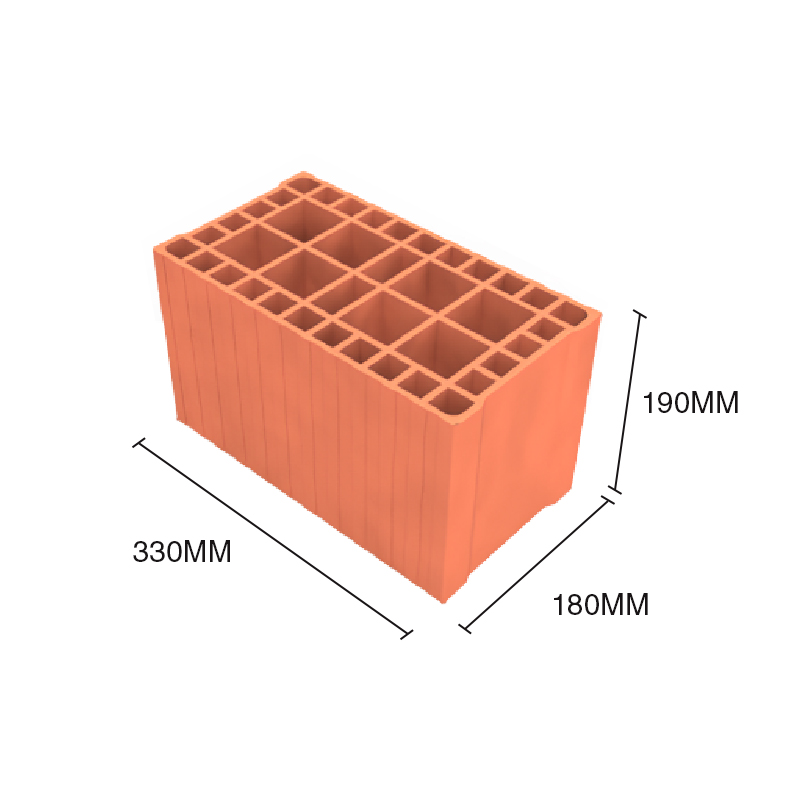 Ladrillo ceramico portante 180mm x 190mm x 330mm