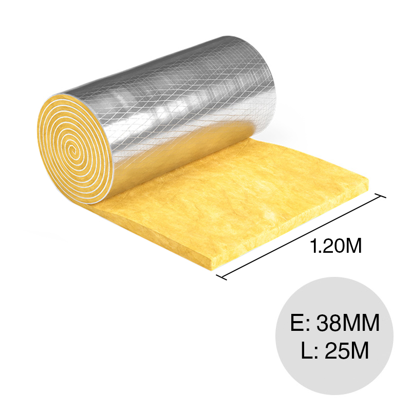 Lana de vidrio Micro Aire® Rigid Roll Alu 38mm 1.2mm x 25m x 30m²