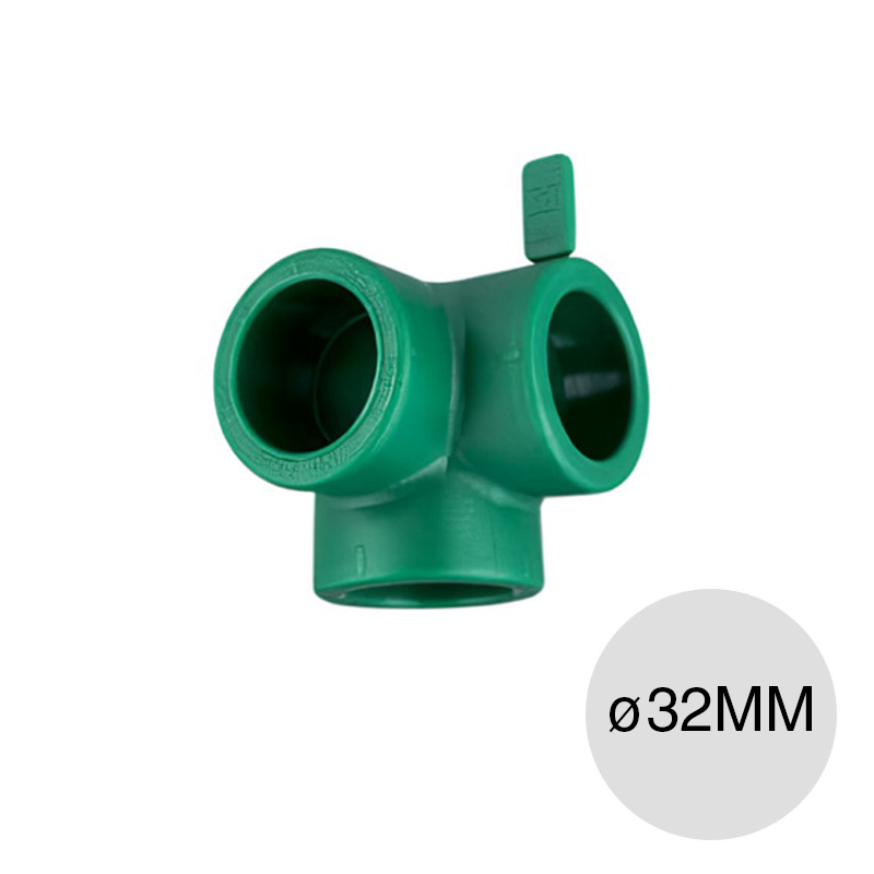 Codo 90° esquinero hembra-hembra-hembra agua fria caliente polipropileno random PN25 termofusion ø 32mm