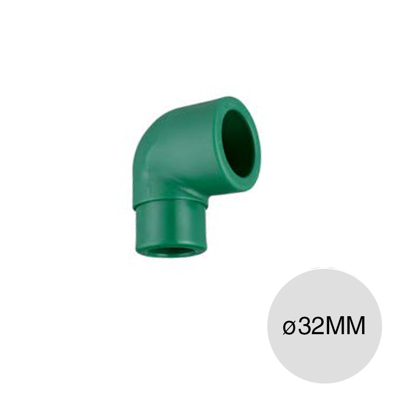 Codo 90° macho-hembra agua fria caliente polipropileno random PN25 termofusion ø 32mm