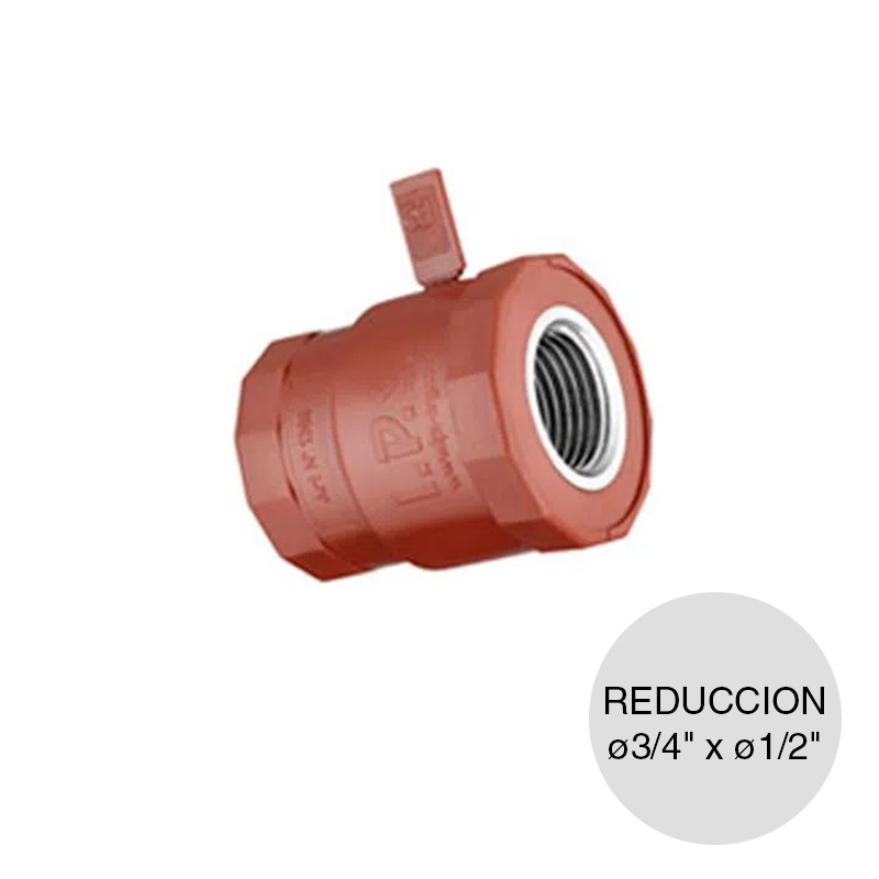 Cupla c/inserto hembra reduccion polipropileno rosca ø 3/4" x ø 1/2"