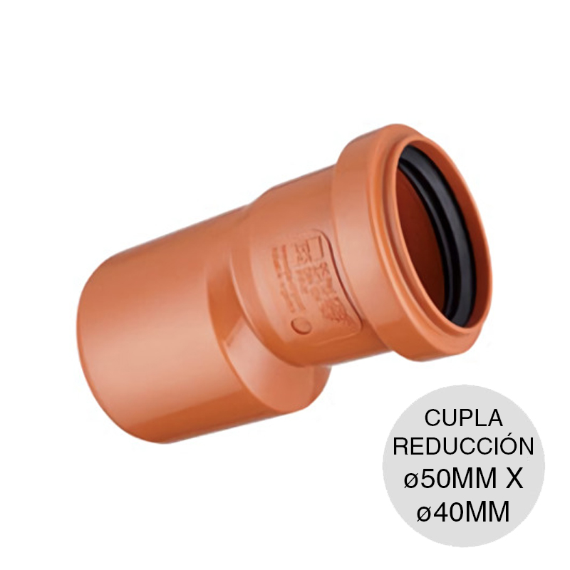 Cupla buje reduccion central desagüe polipropileno macho-hembra union O-ring ø 50mm x ø 40mm