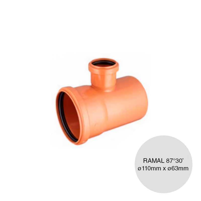 Ramal simple 87°30' desagüe polipropileno macho-hembra reduccion ø 110mm x ø 63mm