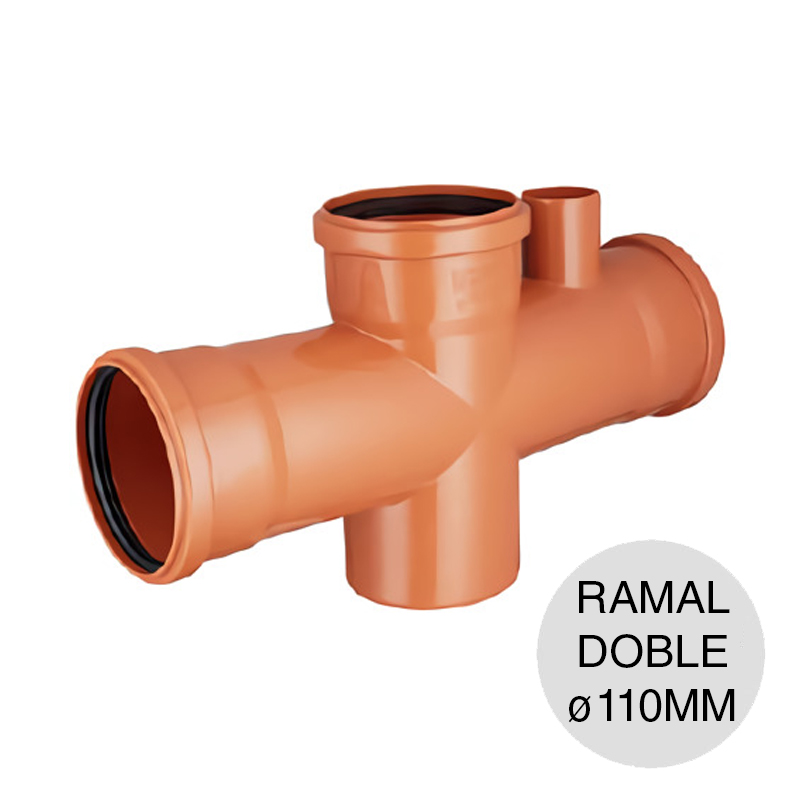 Ramal doble 87°30' con ventilacion desagüe polipropileno hembra-hembra union O-ring ø 110mm x ø 110mm x ø 110mm