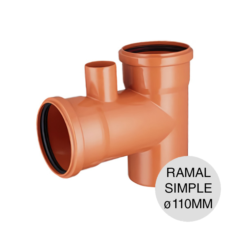 Ramal simple 87°30' con ventilacion desagüe polipropileno hembra-hembra union O-ring ø 110mm x ø 110mm x ø 110mm