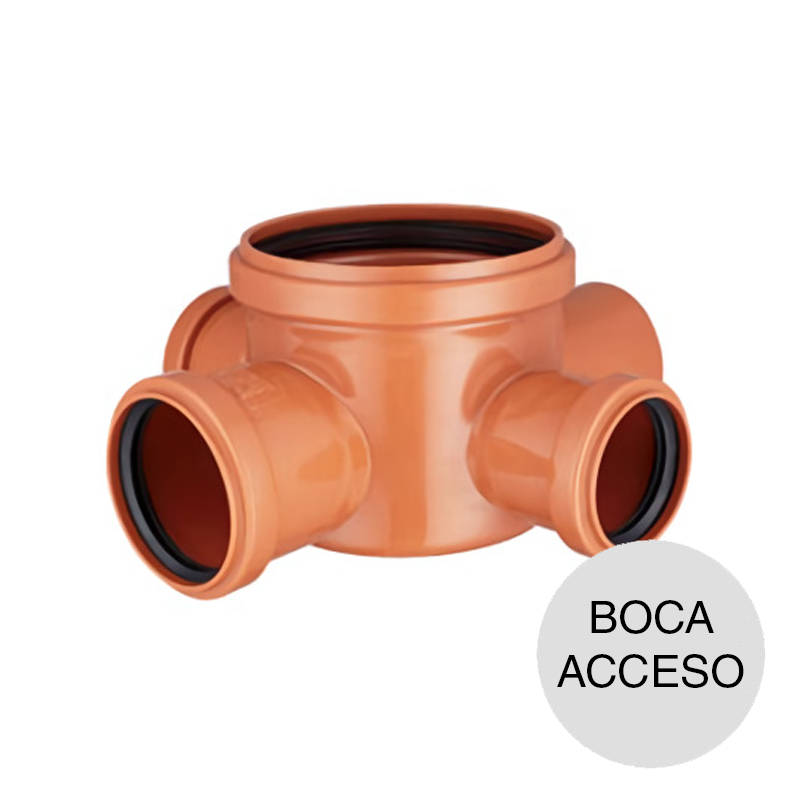 Boca acceso polipropileno union O-ring 2 entradas x ø 50mm / 1 salida x ø 63mm