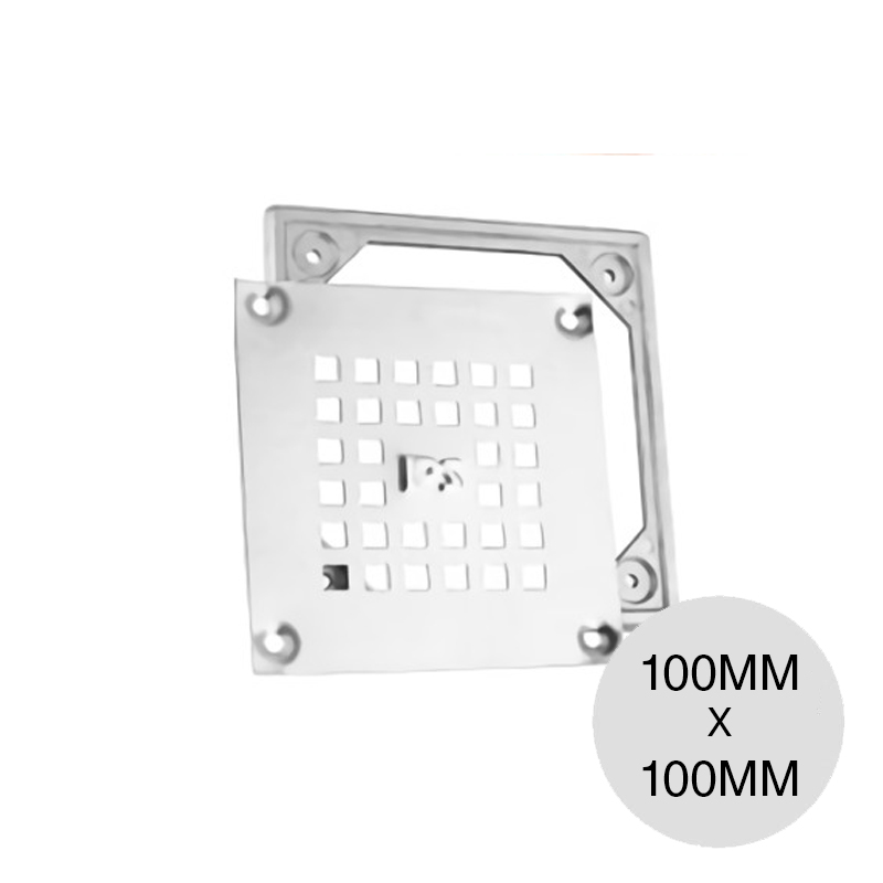 Rejilla acero inoxidable con marco desagüe piso 100mm x 100mm