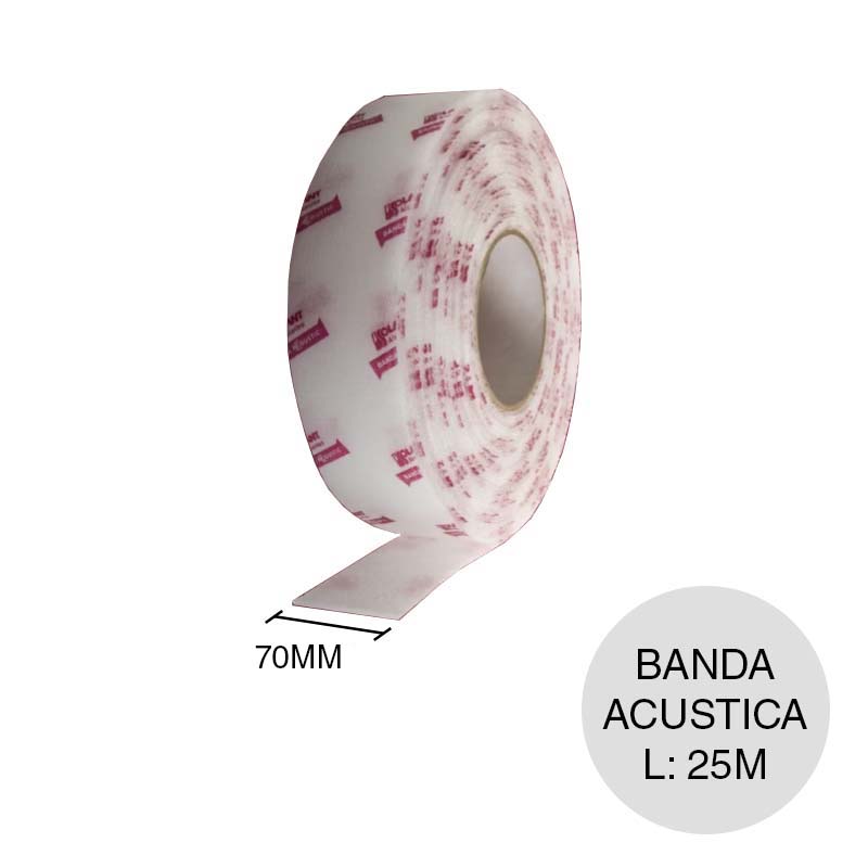 Banda acustica autoadhesiva polietileno rollo x 3mm x 70mm x 25m