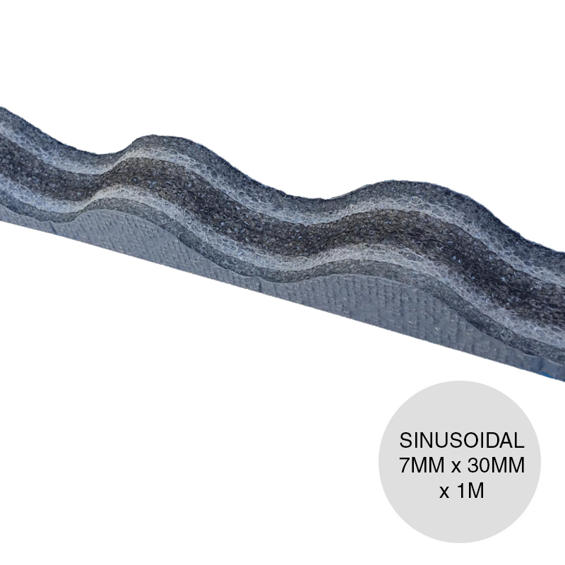 Cierre hermetico p/ chapa sinusoidal polietileno 7mm x 30mm x 1m