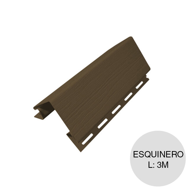Perfil esquinero exterior PVC Iso Siding nogal 50mm x 3m