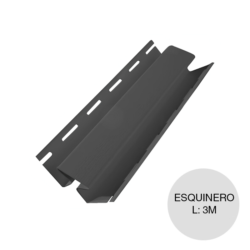 Perfil esquinero interior PVC Iso Siding antracita x 3m