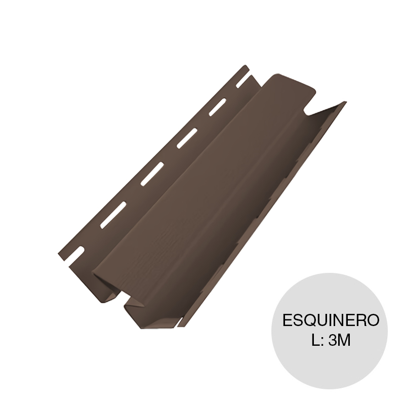 Perfil esquinero interior PVC Iso Siding nogal x 3m