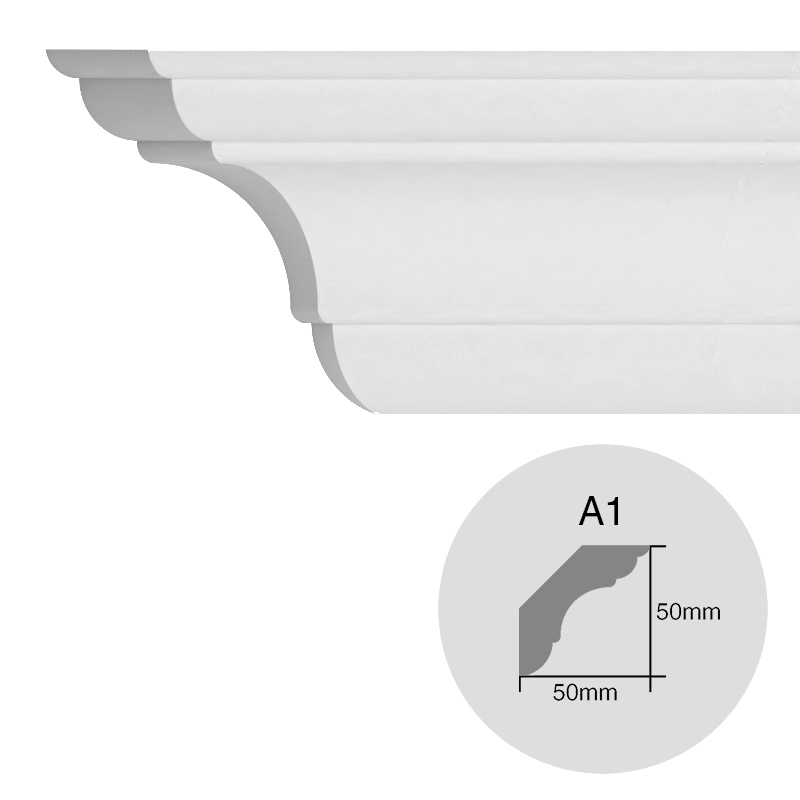 Moldura decorativa techo pared EPS Isomold A1 interior 50mm x 50mm x 2000mm pack x 2u