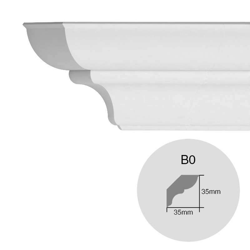 Moldura decorativa techo pared EPS Isomold B0 interior 35mm x 35mm x 2000mm pack x 2u