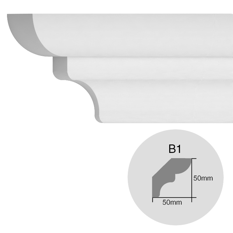 Moldura decorativa techo pared EPS Isomold B1 interior 50mm x 50mm x 2000mm pack x 2u