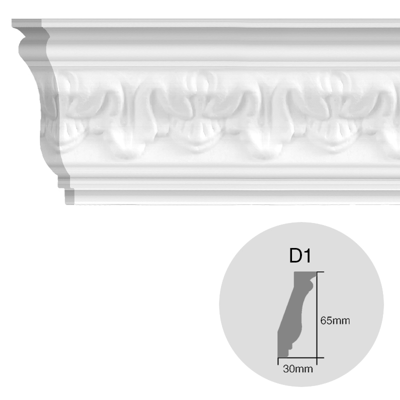 Moldura decorativa techo pared EPS Isomold D1 interior 30mm x 65mm x 1950mm pack x 2u