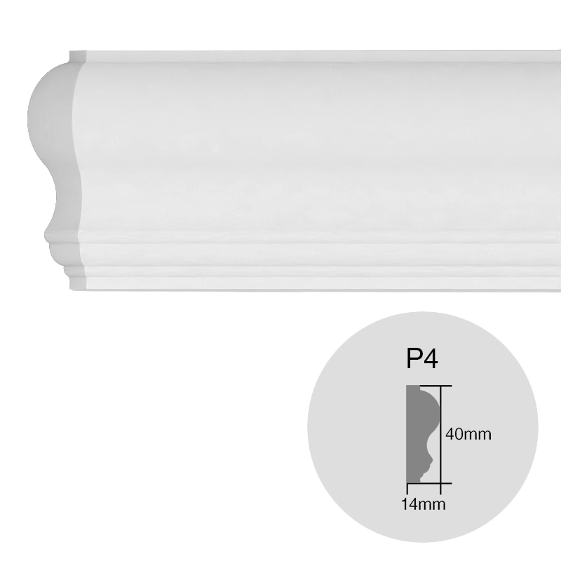 Moldura decorativa pared EPS Isomold P4 interior 14mm x 40mm x 2000mm pack x 2u
