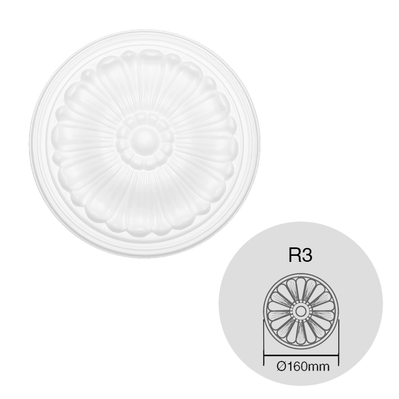 Moldura decorativa rosetones techo EPS Isomold R3 interior ø 160mm
