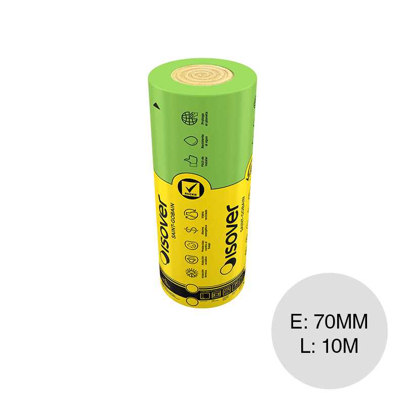 Aislante termico acustico lana de vidrio Rolac Plata Muro hidrorepelente 70mm x 400mm x 10m 3u x rollo 12m²