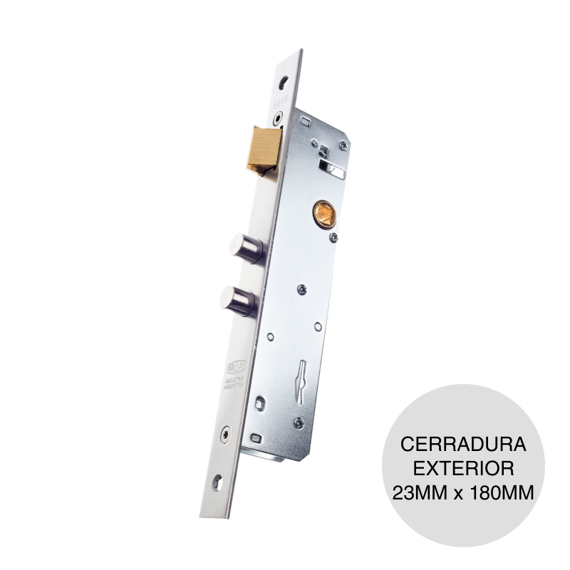Cerradura reforzada Aluminio 5006 exterior frente acero 23mm x 40mm x 180mm