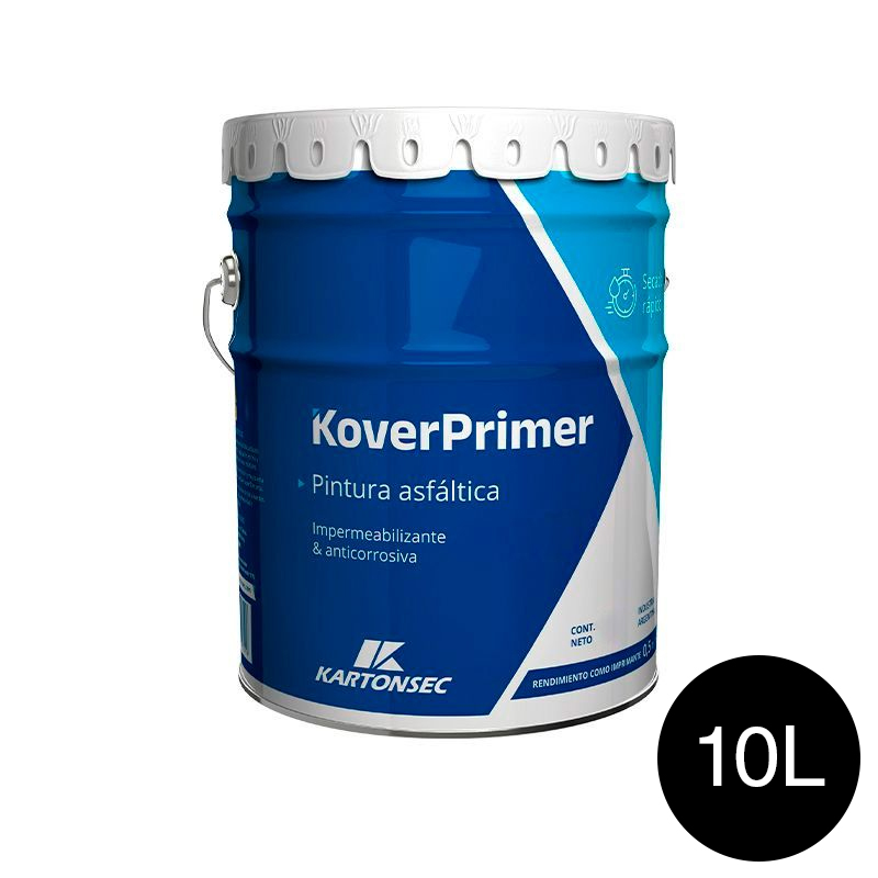 Pintura asfaltica KoverPrimer impermeabilizante anticorrosiva base solvente exterior lata x 10l