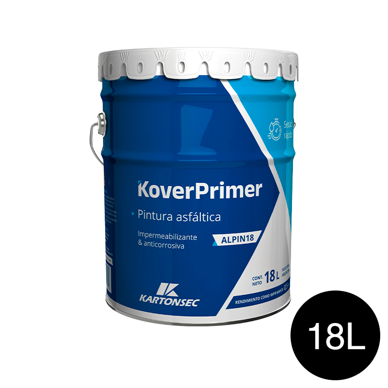 Pintura asfaltica KoverPrimer impermeabilizante anticorrosiva base solvente exterior lata x 18l