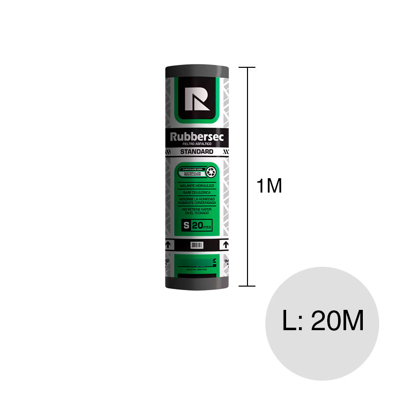 Fieltro asfaltico RubberSec standard 212gr 1m x 20m rollo x 20m²