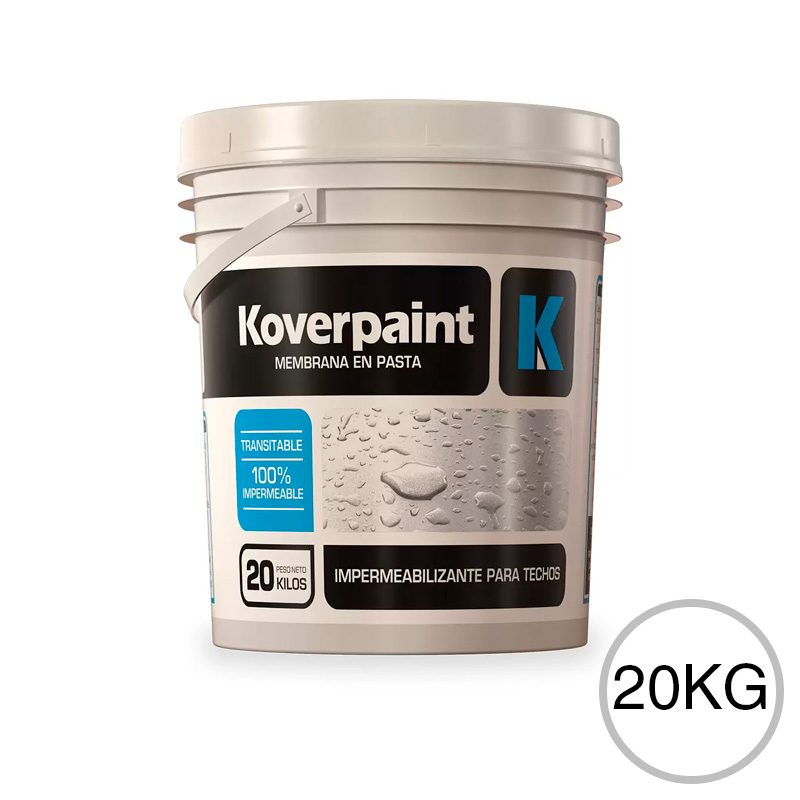 Membrana en pasta fibrada impermeabilizante Koverpaint transitable blanco balde x 20kg