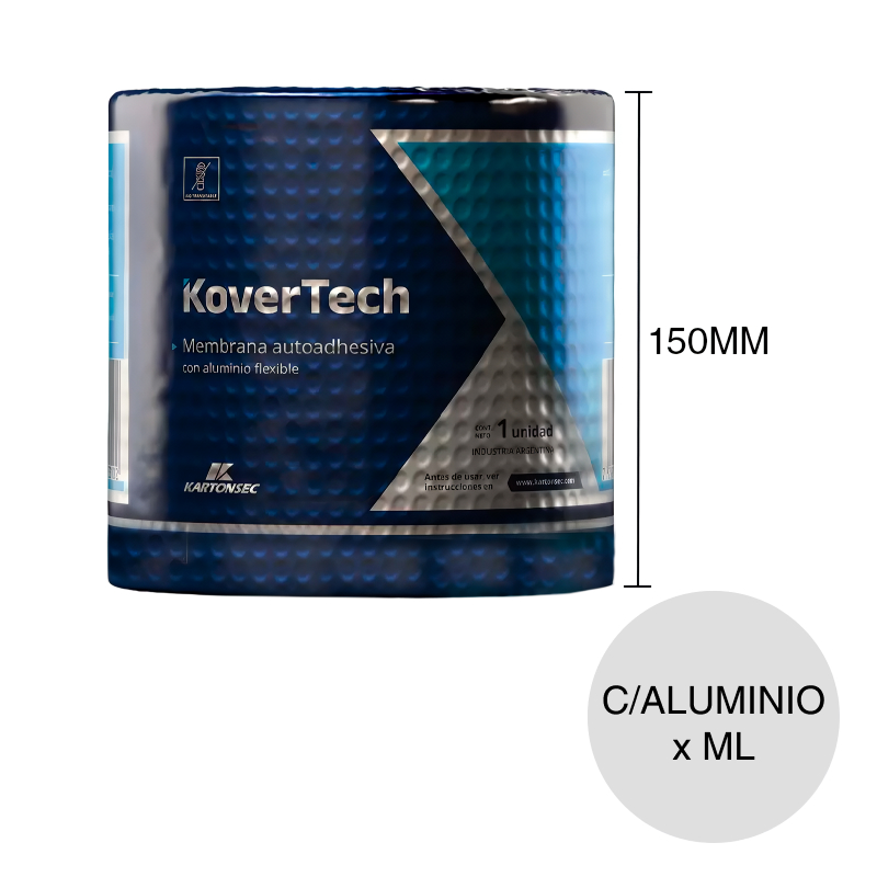 Membrana asfaltica autoadhesiva KoverTech c/aluminio 150mm x ml
