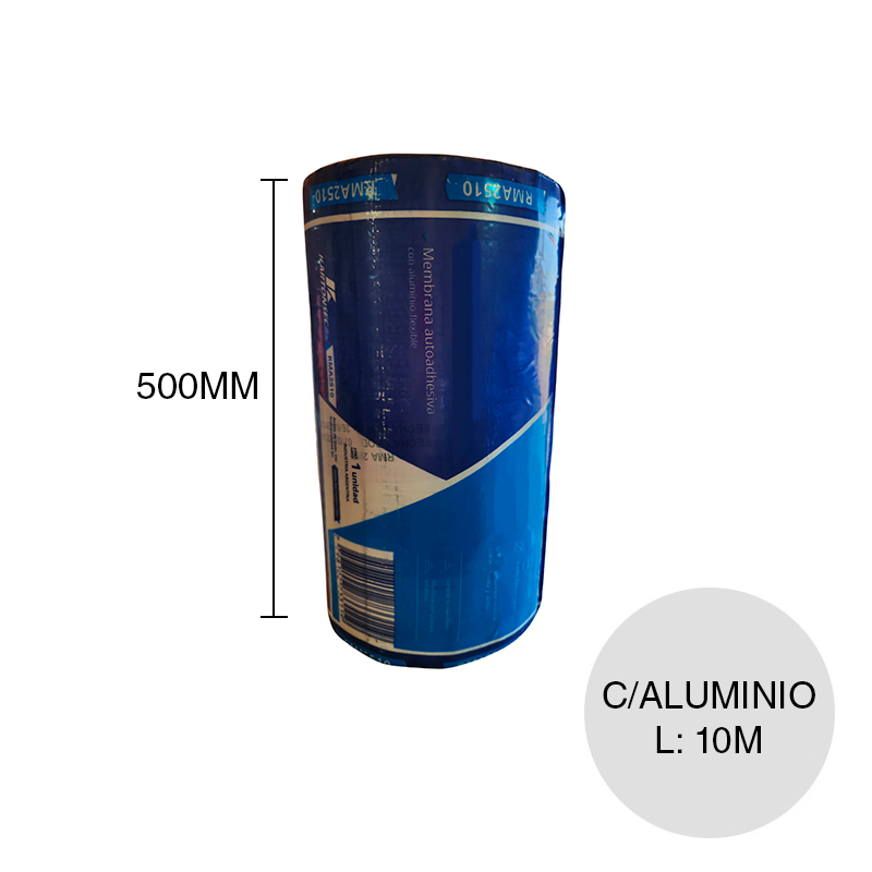 Membrana asfaltica autoadhesiva KoverTech c/aluminio rollo x 500mm x 10m