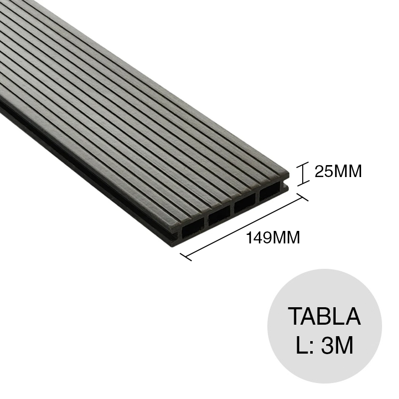 Tabla deck WPC monocapa rayado 115 25mm x 149mm x 3m