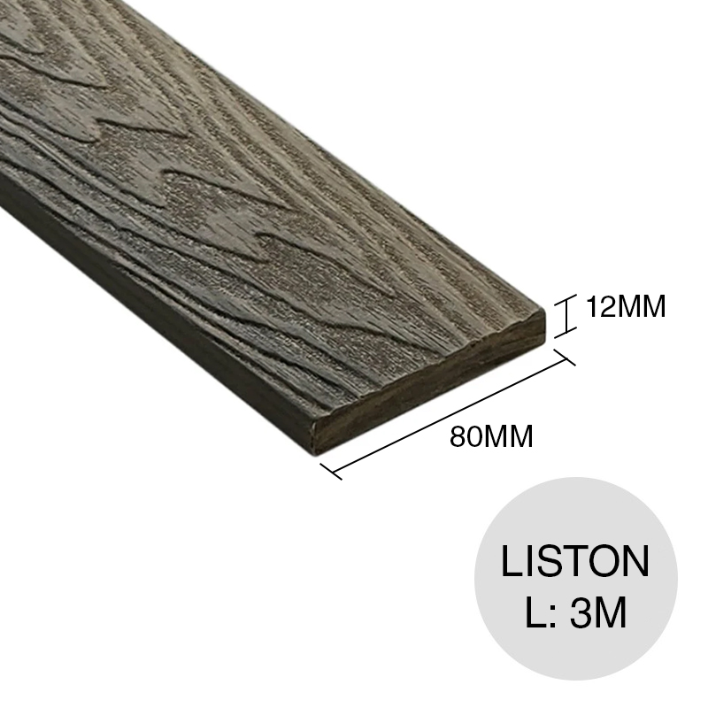 Liston WPC bicapa co-extruido ancient 12mm x 80mm x 3m