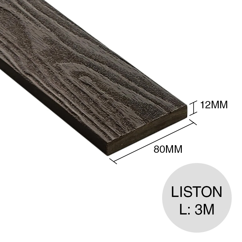 Liston WPC bicapa co-extruido ipe 12mm x 80mm x 3m