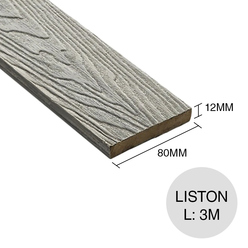 Liston WPC bicapa co-extruido soft grey 12mm x 80mm x 3m