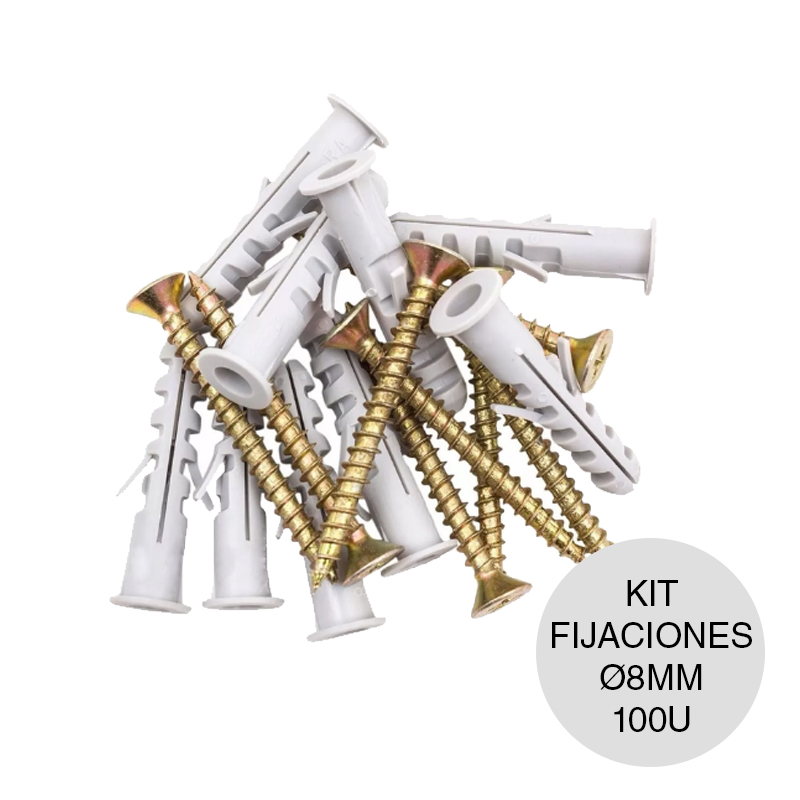 Kit fijaciones taco c/tope y tornillo ø 8mm caja x 100u