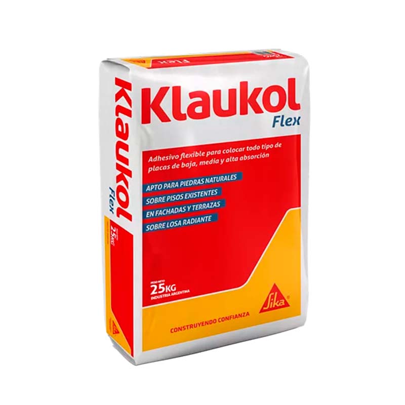 Adhesivo cementicio uso general Flex Fluido exterior interior gris bolsa x 25kg