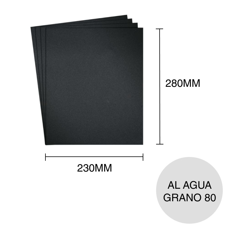 Lija al agua PS 8 C grano 80 hoja 230mm x 280mm