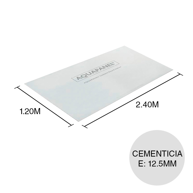 Placa cementicia construccion seco fachada exterior Aquapanel Outdoor 12.5mm x 1.20m x 2.40m