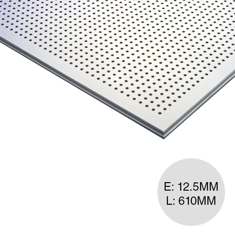 Placa cielorraso desmontable yeso Danoline Belgravia Globe fonoabsorbente perforada 12.5mm x 610mm x 610mm 8u x caja 2.98m²