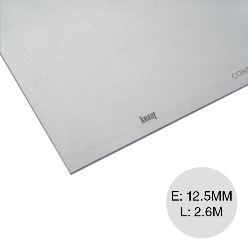 Placa yeso construccion seco estandar STD interior 12.5mm x 1200mm x 2600mm